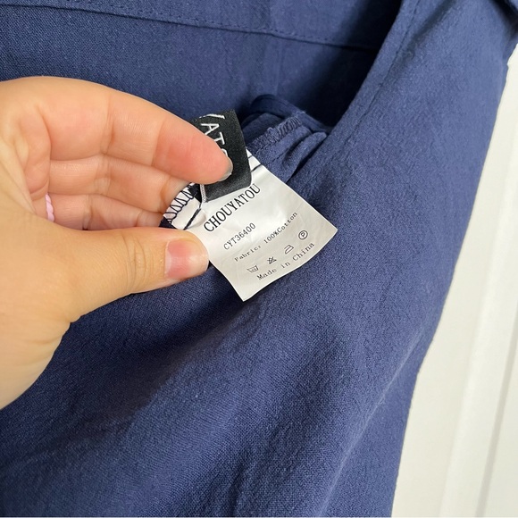 Navy Blue Sleeveless Jumpsuit - Picture 6 of 6